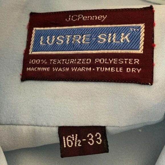 JC Penny Lustre Silk Dress Shirt Men's Size 16.5 Long Sleeve Button Front Pocket - Picture 5 of 6